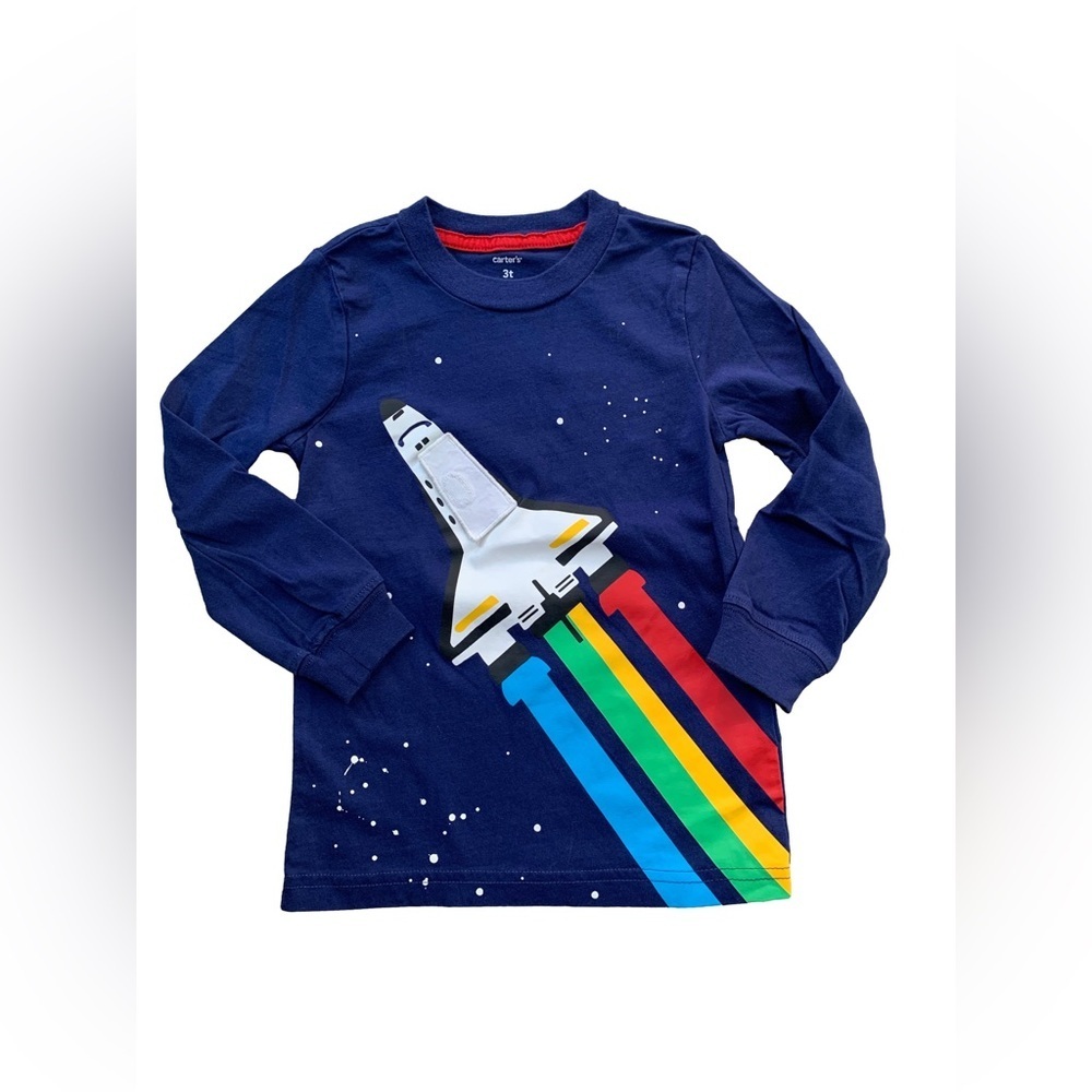 Carter’s Size 3T Outer Space Rocket Ship Lift the Flap Long Sleeve Shirt